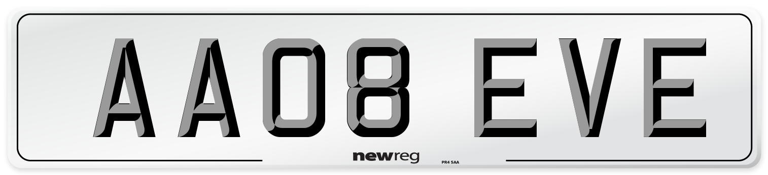 AA08 EVE Number Plate from New Reg
